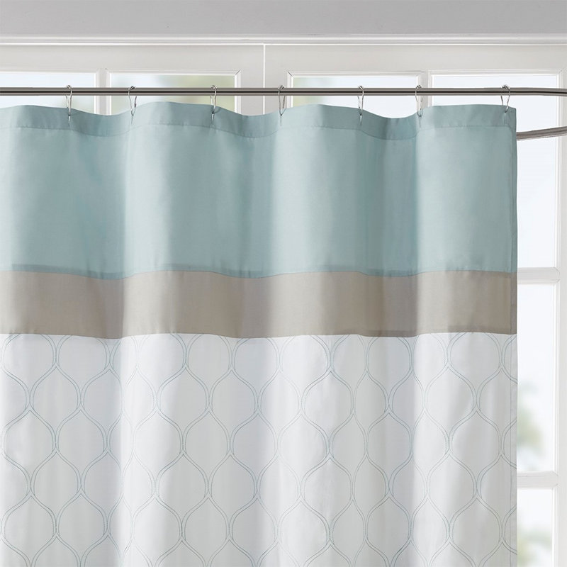 Rideau de douche imprimé et brodé, Écume de mer