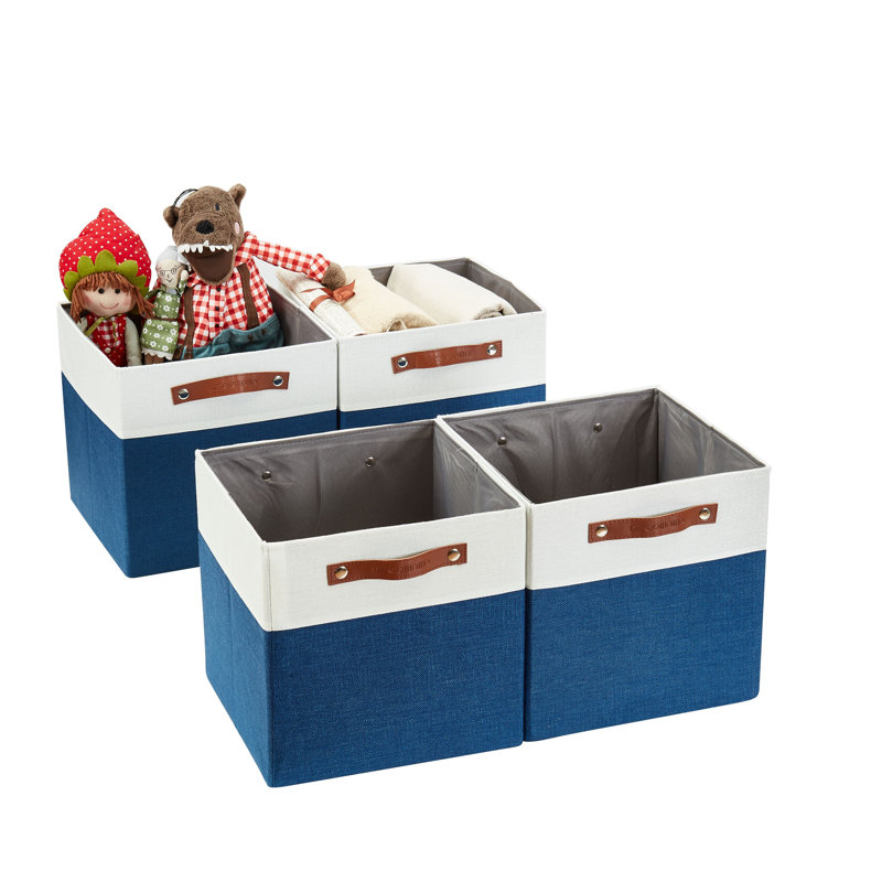 Ensemble de bacs en tissu robuste, Noir / blanc, H 13 po x l 13 po x P 13 po