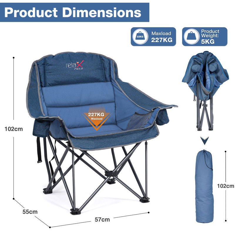 Folding Camping Chair, Navy Blue/Blue