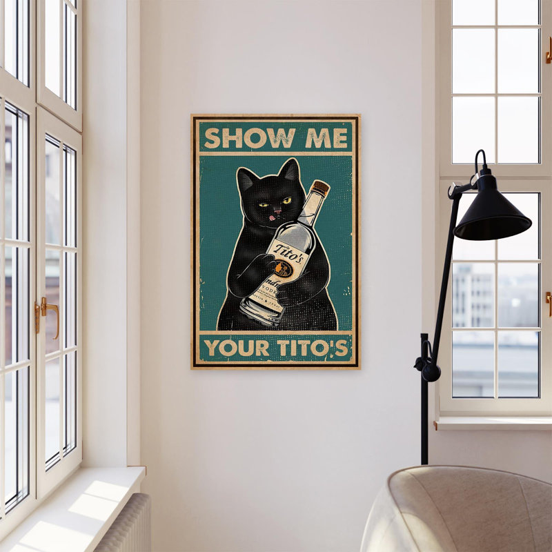 «Black Cat Show Me Your Tito's», impression sur toile tendue, H 20 po x l 16 po x P 1,25 po
