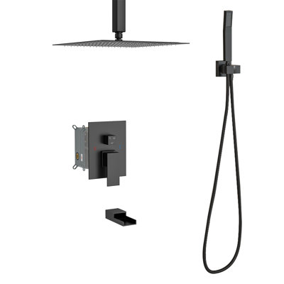 3-Function High-Pressure Rainfall Shower System, Tub Faucet Set