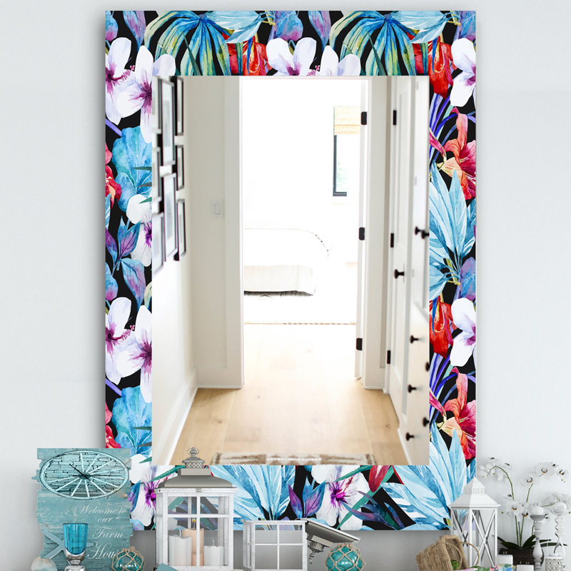 Miroir mural 23 bohémien et éclectique obsidian, H 39,4 po x l 29,5 po