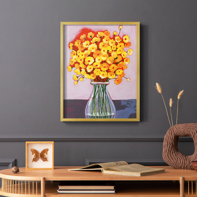 «Daisy Bouquet II», reproduction encadrée - bois massif, Or, H 14 po x l 11 po