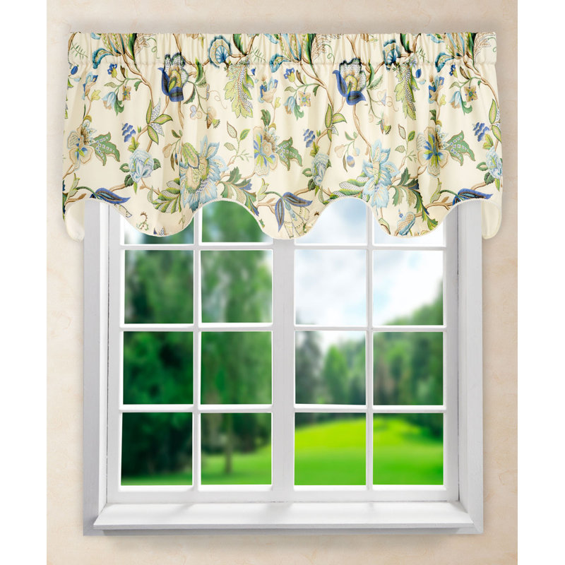 Jorma Floral Scalloped Window Valance, Blue