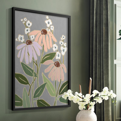 Woodblock Floral I Framed Print - Solid Wood