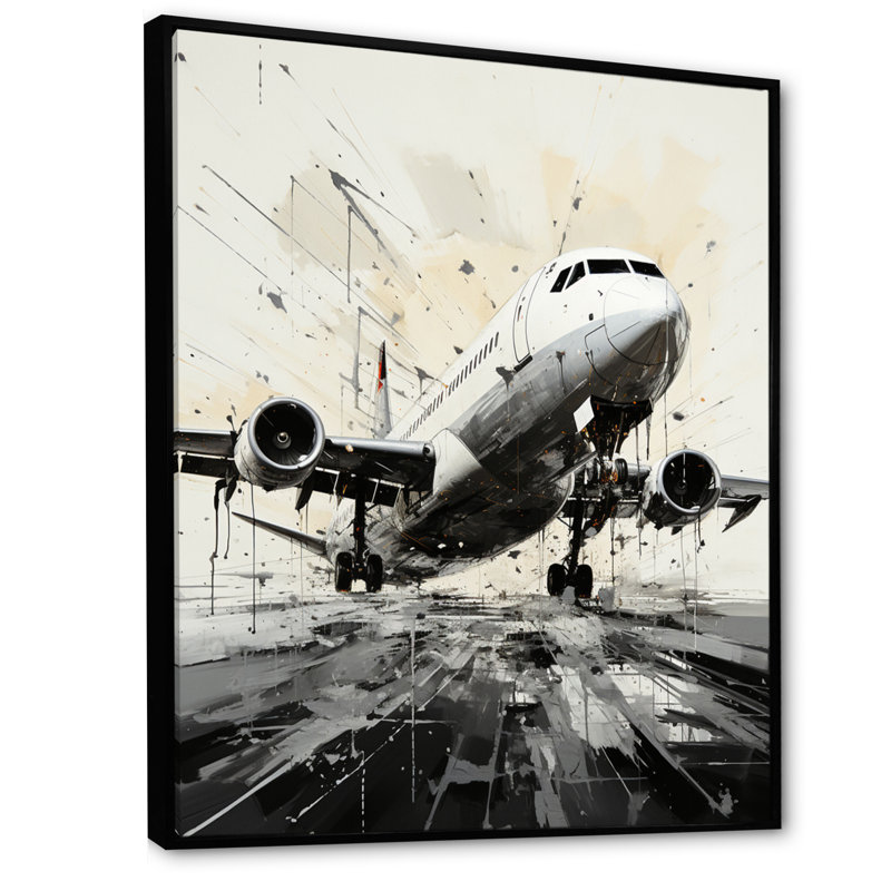 «Abstracted Plane Flight Path», reproduction d'art mural, H 40 po x l 30 po x P 1,5 po, Cadre flottant noir