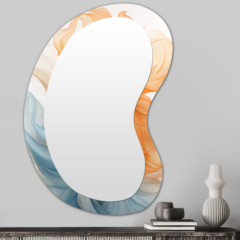 Miroir mural moderne liquide et abstrait, 31 po x 22 po