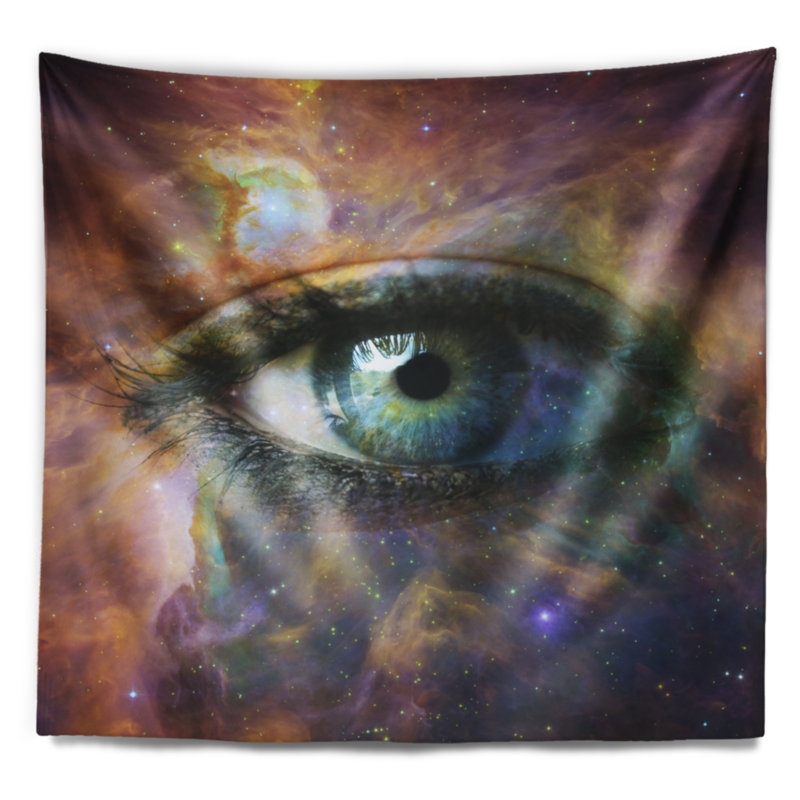 Regard humain dans la tapisserie de l'univers, H 32 po x l 39 po