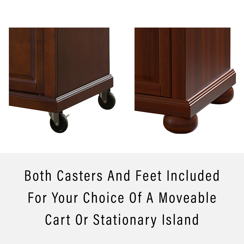 Hedon Granite Top Kitchen Cart, Vintage Mahogany