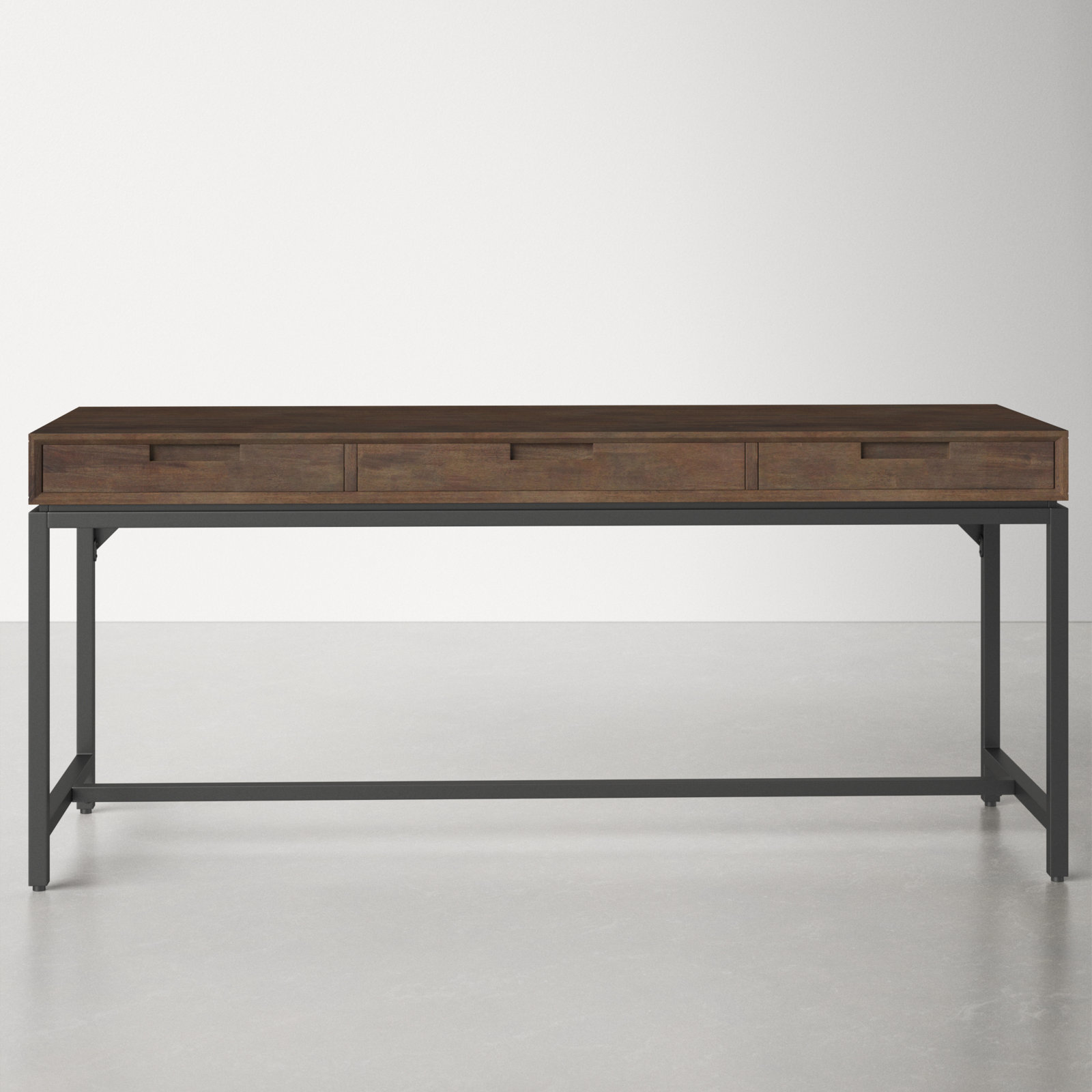 Lars Mid Century Desk, Walnut Brown/Black, 31.50" H x 72" W x 24" D