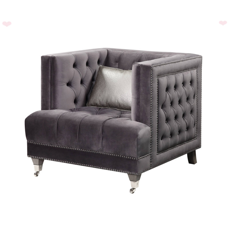 Chaise d'appoint moderne en velours avec coussin