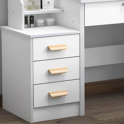Contemporary Vanity Desk With Lights And Mirror - 4 Rack, White 4 Drawer Unit,