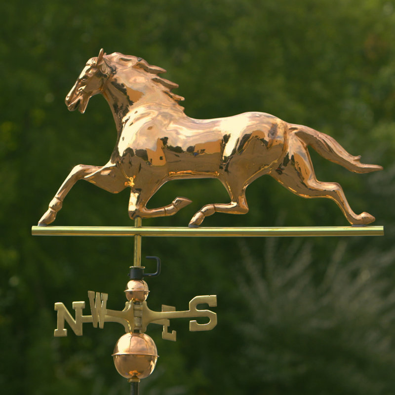 36'' Polished Copper Horse Weathervane with Brass Directionals