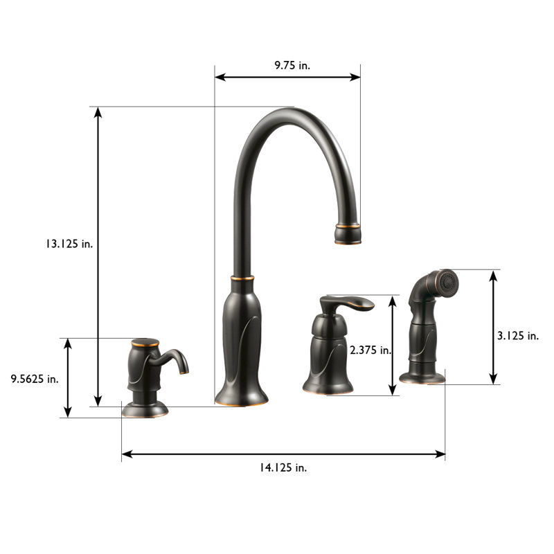 Oil Rubbed Bronze Kitchen Faucet with Sprayer and Soap Dispenser