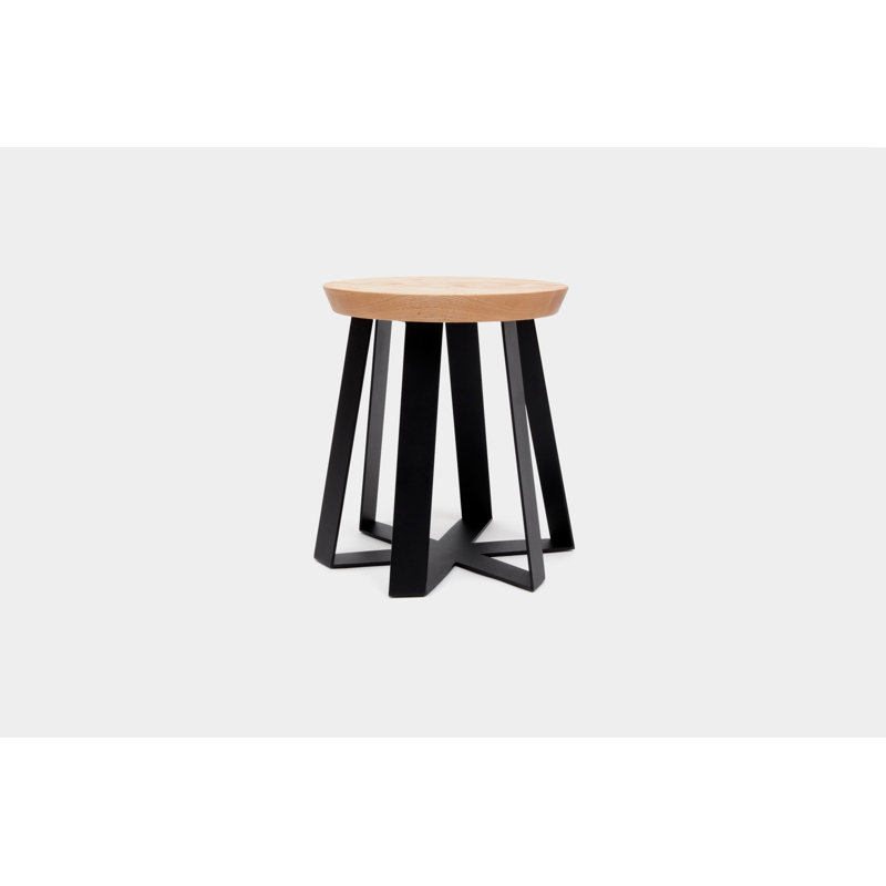 ARS Solid Wood Accent Stool, Black, Oak
