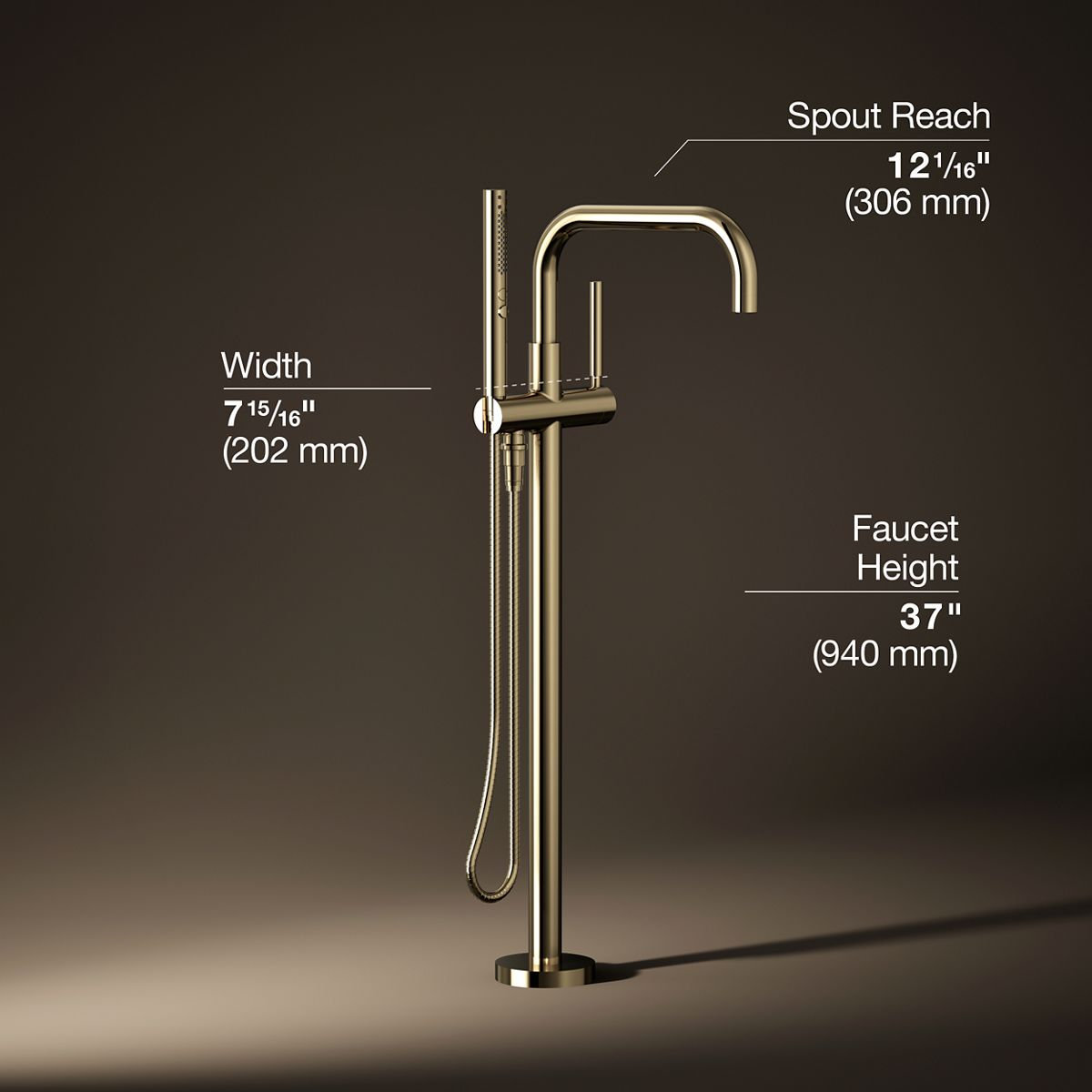Purist Freestanding Bath Filler Trim, Vibrant French Gold
