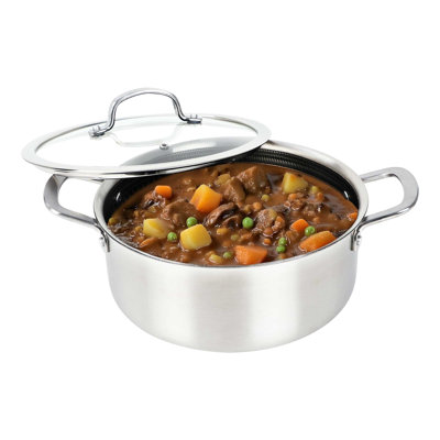 Cocotte en acier inoxydable hybride antiadhésif 5 pintes avec couvercle en verre trempé 5 pintes Brentwood