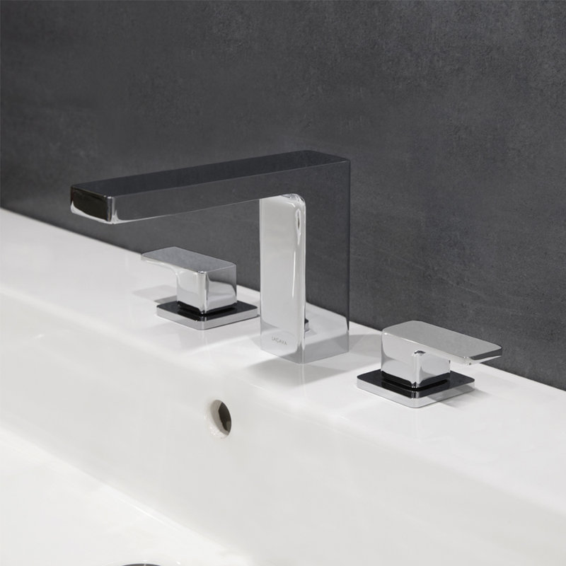Eleganza Widespread Bathroom Faucet with Drain Assembly, Polished Chrome, Lever Handle