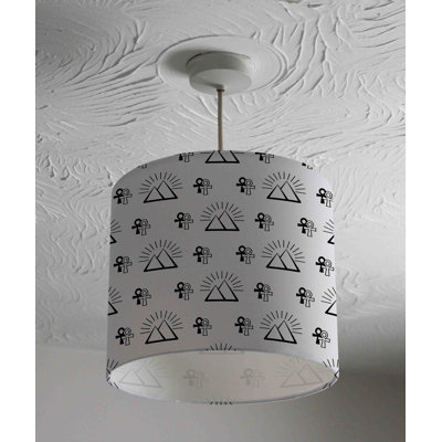 Egyptian Pyramid And Ankh 22cm H Cotton Drum Pendant Shade ( Uno )