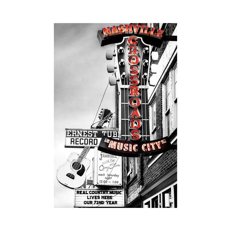 Nashville Music City Red by Susanne Kremer - Print on Canvas, 101.6 cm H x 66.04 cm W, Wrapped Canvas