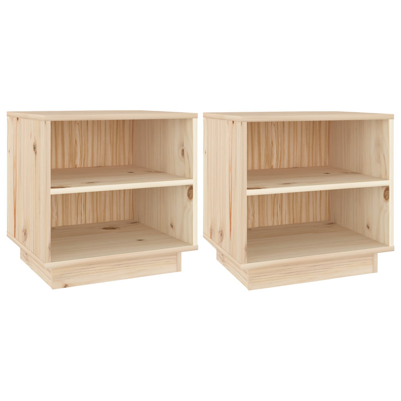 Moncton 40cm W Solid Wood Bedside Table, Set of 2, Oak