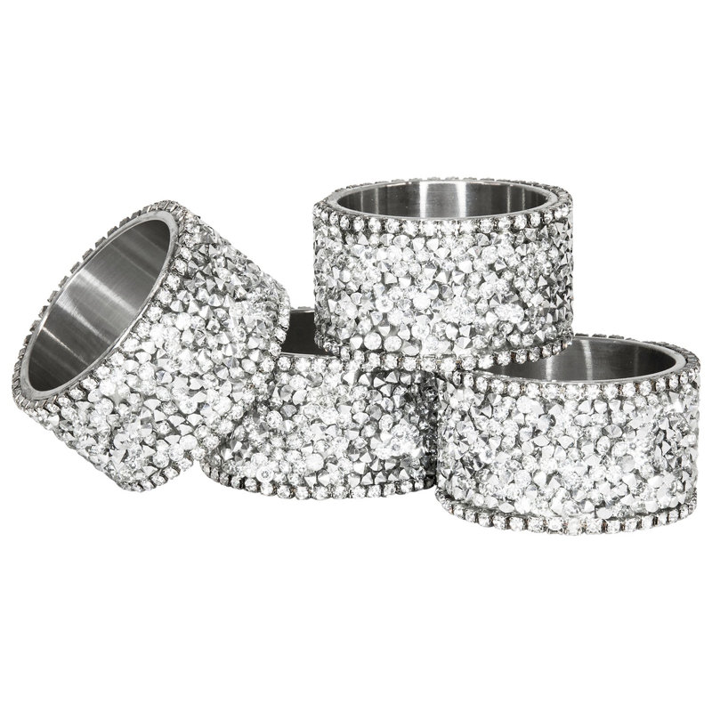 Sparkles Home Luminous Napkin Ring | Multifaceted Rhinestones | Stainless Steel Holder