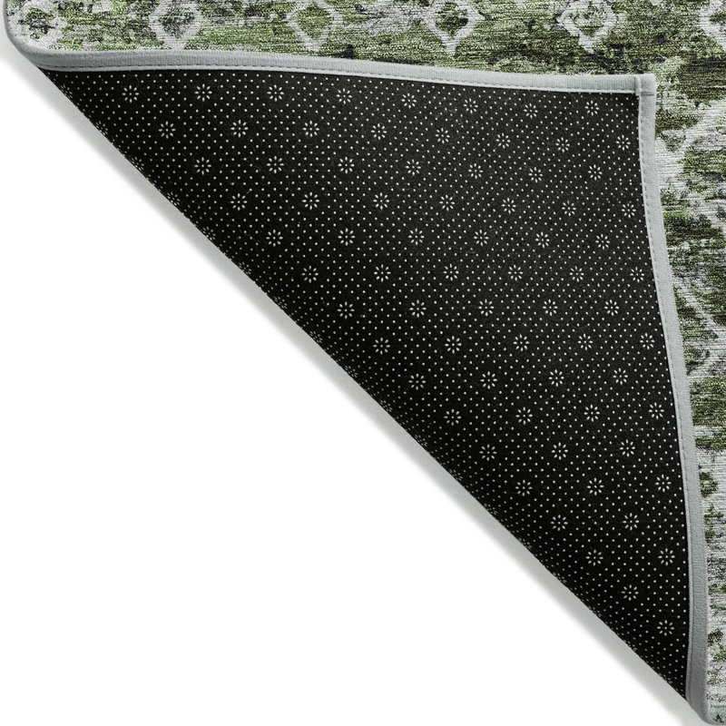 Tapis intérieur / extérieur lavable 8 pi x 10 pi vert olive et ivoire Argyle