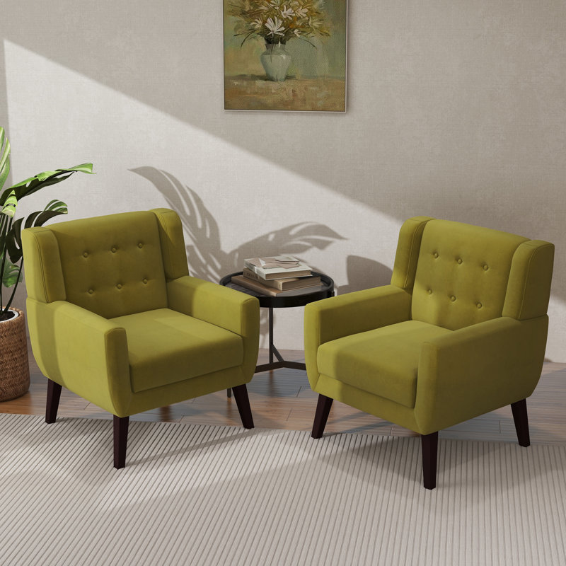Jaqueze 73.4 Cm Wide Cotton Armchair, Green Velvet