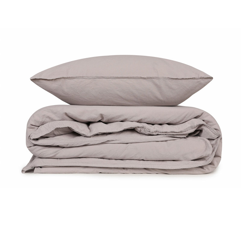 Cotton Solid Colour Duvet Cover, King Duvet Cover + 2 24" x 24" Pilowcases, Opel Grey