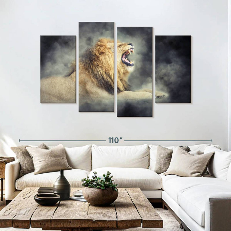Lion sauvage brumeux Brampt, H 54 po x l 84 po