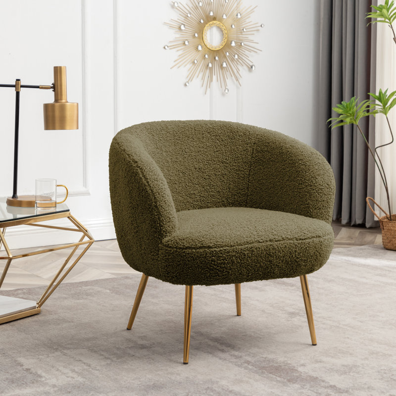 Fauteuil demi-tonneau Socorro Teddy, Vert mousse