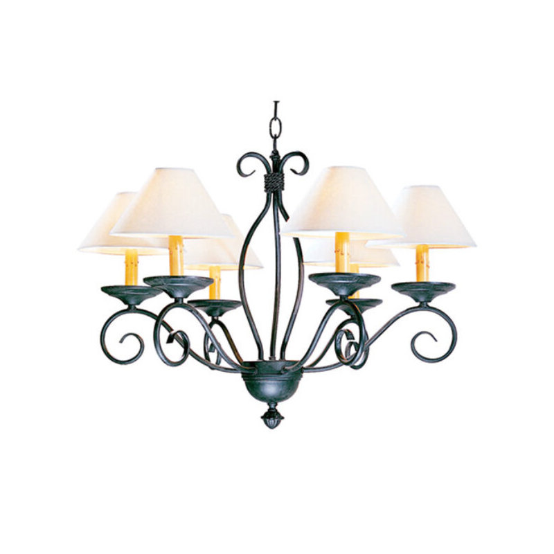 Sienna 6 - Light Chandelier, Pewter, Cream Trumpet