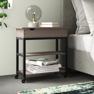 Table de chevet 1 tiroir en acier brun / noir Noack