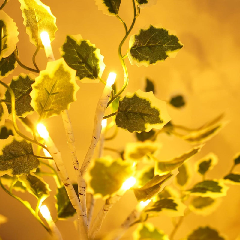 Arbre de bouleau éclairé, 24 décorations de Noël à DEL d'intérieur, arbre de modèle de mise à niveau 2024 avec minuterie à piles ou lumières USB à brancher pour la décoration de Noël (1 paquet)