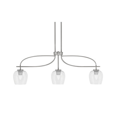 Cavella 3 Light Island Light Shown With 6" Clear Bubble Glass