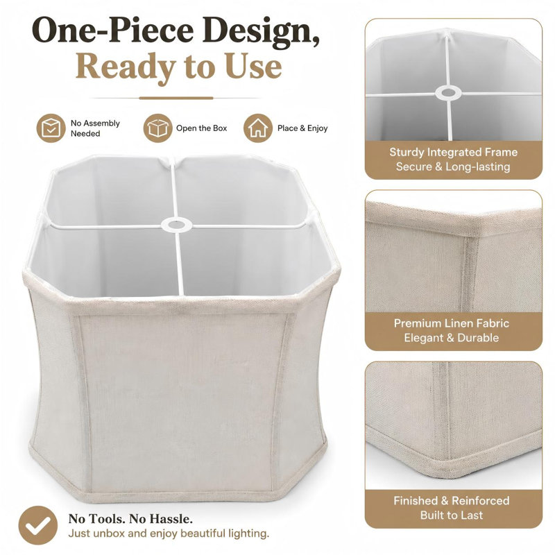 24.1 cm H Bell Lamp Shade, Beige