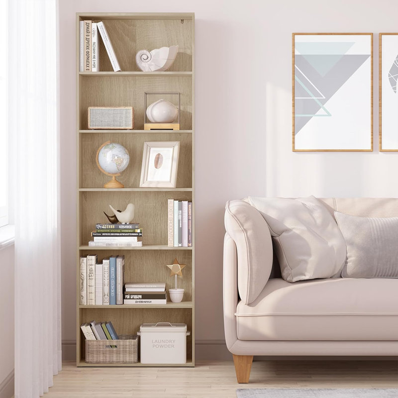 Rielynn 180cm H x 60cm W Standard Bookcase, Light Wood