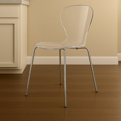 Edenfield Modern Stackable Dining Side Chair – Lightweight Accent Kitchen Chair with Chrome Legs for Kitchen and Dining Room