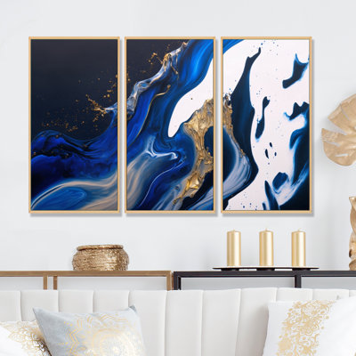 «Ice Paint Splash IV», reproduction de cadre flottant sur toile 3 pièces