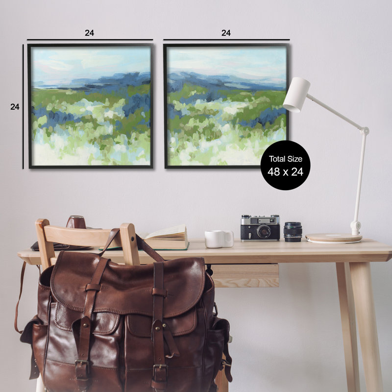 «Abstract Overgrown Field 2», ensemble de giclées par June Erica Vess, H 24 po x l 24 po, Giclée encadrée noir minuit