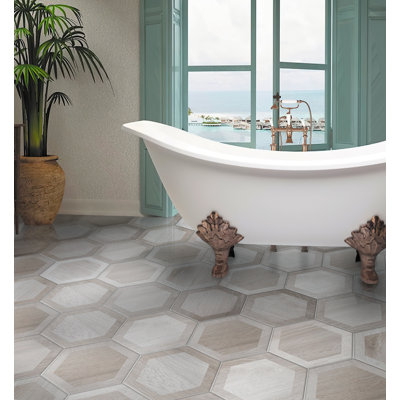 9" x 9" Porcelain Stone Look Wall & Floor Tile