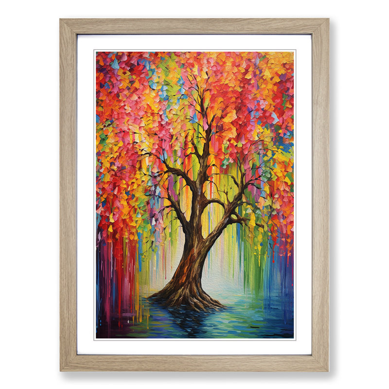 Weeping Willow Colour Field No.2 - Framed Print, Oak , 64cm H x 46cm W x 2cm D