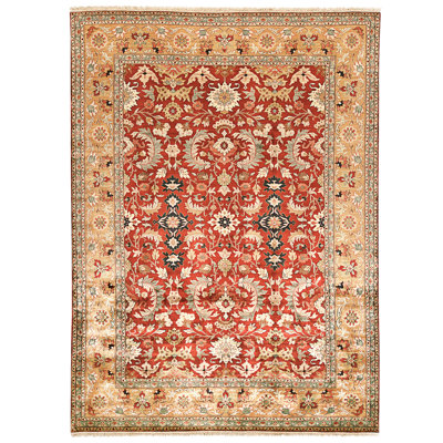 High-Quality Hand-Knotted Red And Gold Area Rug