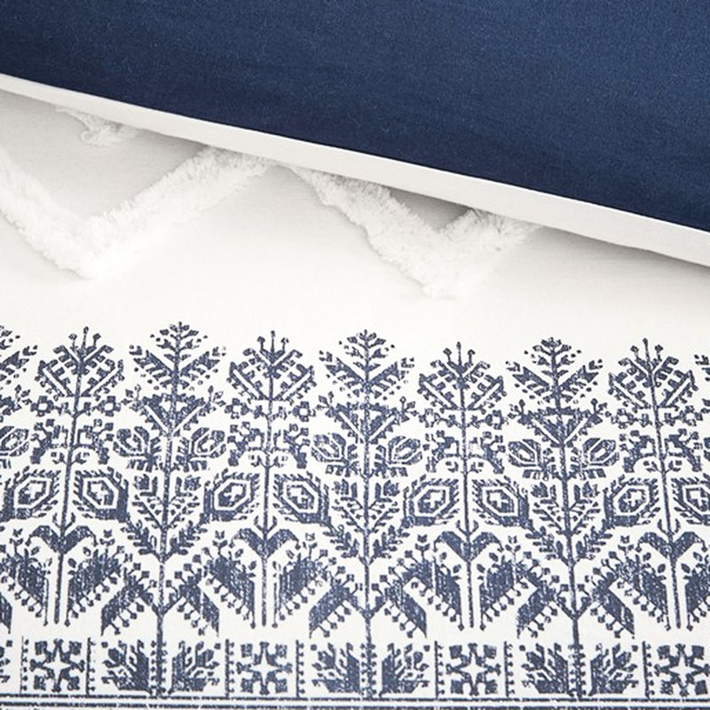 Housse de couette en coton pour grand lit, chenille, motif, chic, housse de couette 2 taies décoratives, capitonnage, mise à jour, literie de style, lavable à la machine