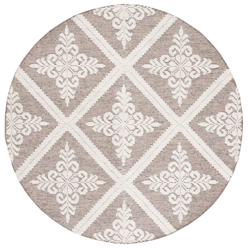 Vermont Hand Woven Wool Damask Rug, Round 6'