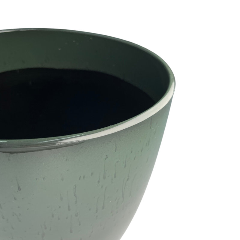 Jardinière intérieure / extérieure en résine vert brillant moderne avec soucoupe et écran de drainage, Vert, 1