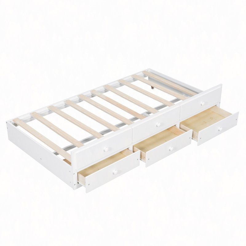 Lit de jour avec couchette et tiroirs, Lit simple, Blanc