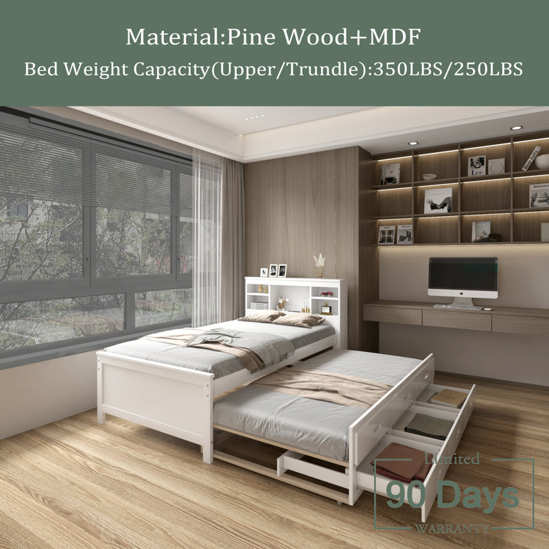 Lit bibliothèque, Blanc, Simple
