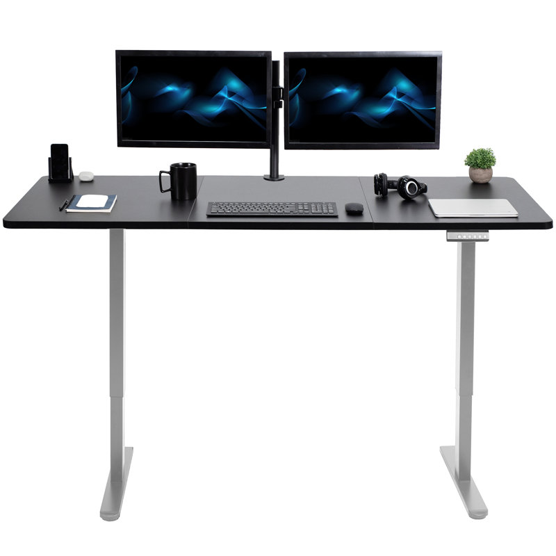 VIVO Electric Dual Motor 71” x 30” Standing Desk, E2B7B Series, Black/Gray