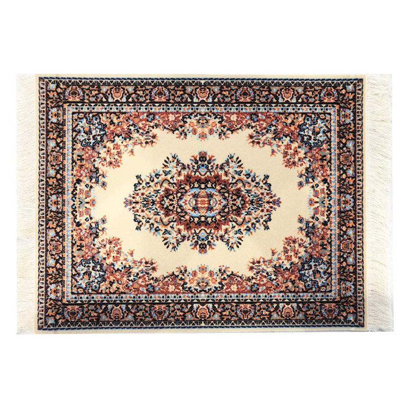 Beautiful Oriental Rug Style Mouse Pad, Rectangular Non-Slip Beige Micro Rug Computer Mouse Pad
